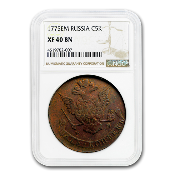 1763-1796 Russia Copper 5 Kopek Catherine the Great XF-40 NGC 1763-1796 Russia Copper 5 Kopek Catherine the Great XF-40 NGC